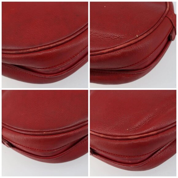 GUCCI Shoulder Bag Leather Red Gold Auth - Picture 15 of 16